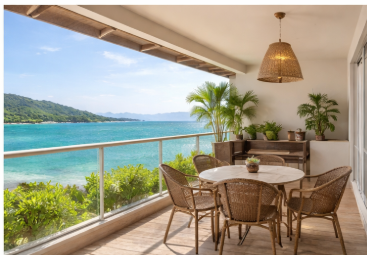 Apartamento à venda em Ubatuba com varanda, vista agradável e excelente localização próxima à praia.